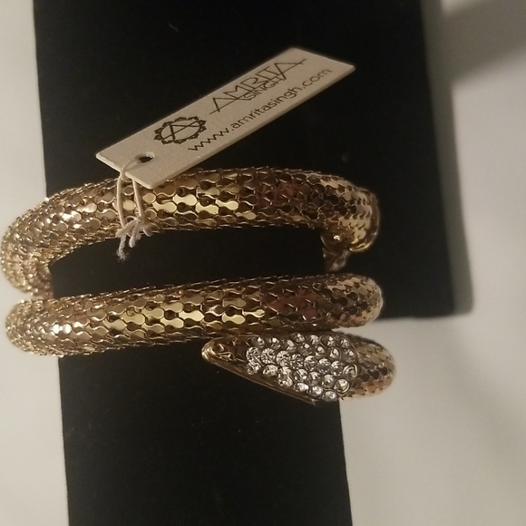 Women's Amrita Singh Bracelet; Goldtone Rhinestones and Simulated Onyx Stones - Picture 6 of 9